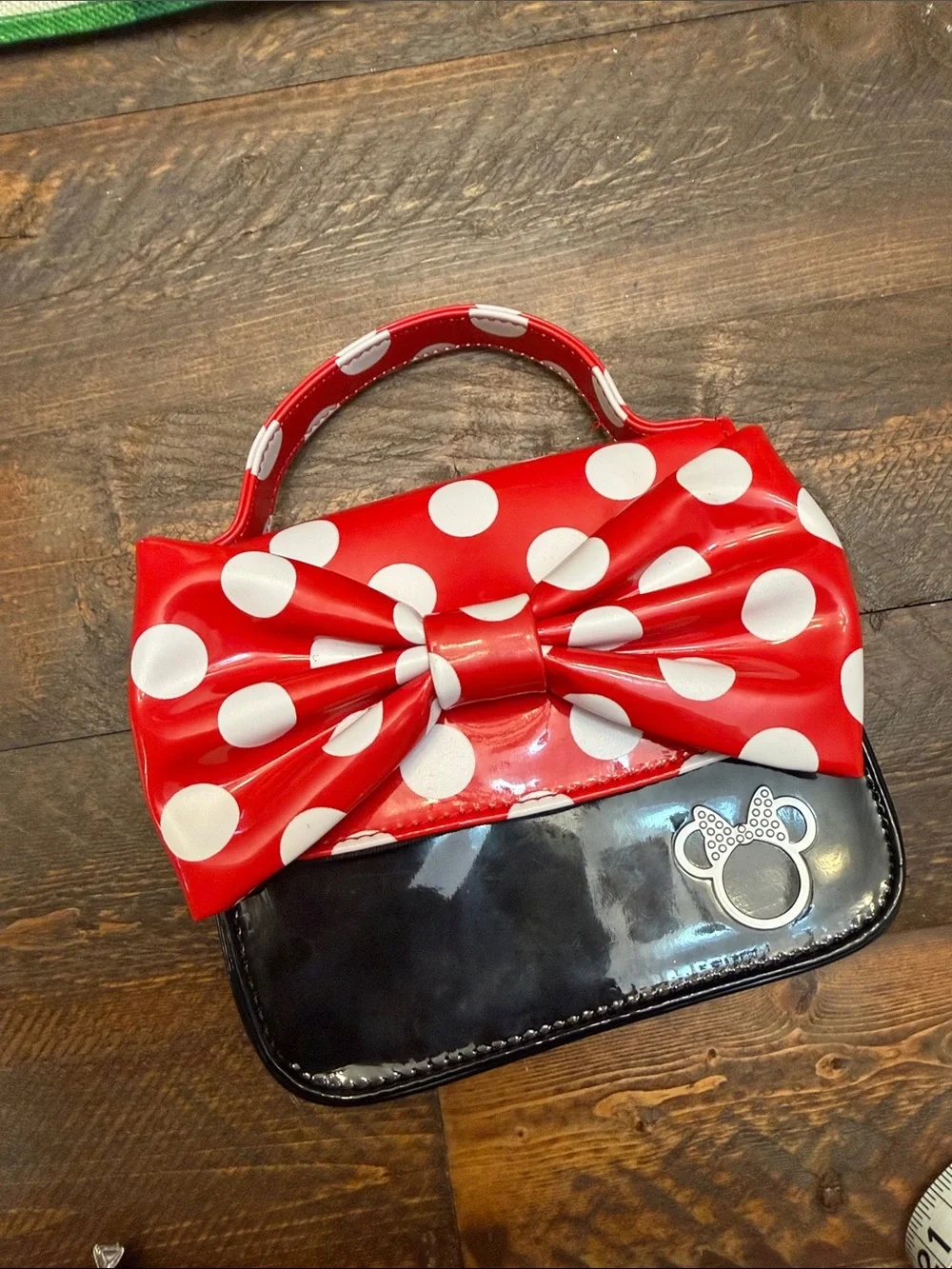 Disney Parks Kids Minnie Mouse Icon Bow Top Handle Mini Handbag Purse EUC